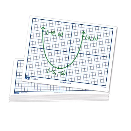  EAI Education X-Y Coordinate Grid Dry-Erase Boards: 9x12 Flexible Double-Sided Set of 30