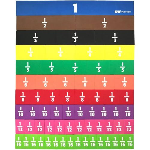  EAI Education Jumbo Magnetic QuietShape Foam Fraction Tiles - Set of 67