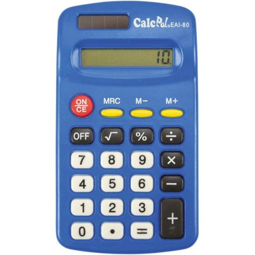  EAI Education CalcPal EAI-80 Basic Solar Calculator, Dual-Power for School, Home or Office: Blue - Set of 10