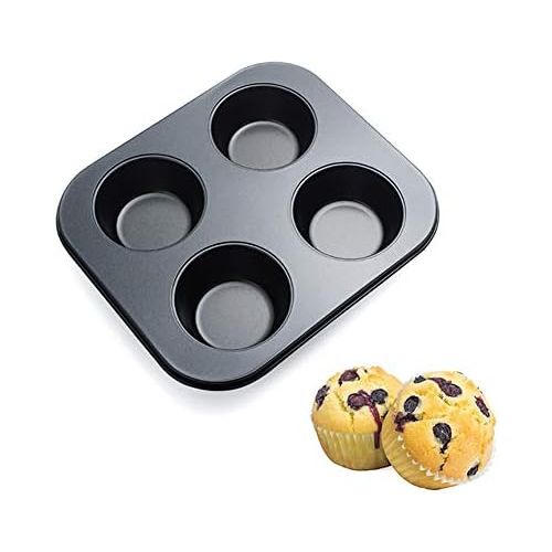  [아마존베스트]EALEK Cupcake Pan Nonstick Baking Tray Carbon Steel Baking Pans Kitchen Bakeware Cupcake Baking Muffin Pan Heat Resistant Cake Baking Trays for Oven Easy to Clean (4 - cup)