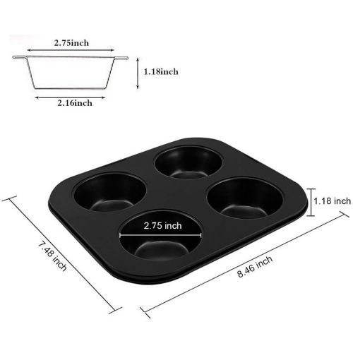  [아마존베스트]EALEK Cupcake Pan Nonstick Baking Tray Carbon Steel Baking Pans Kitchen Bakeware Cupcake Baking Muffin Pan Heat Resistant Cake Baking Trays for Oven Easy to Clean (4 - cup)