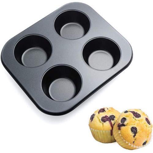  [아마존베스트]EALEK Cupcake Pan Nonstick Baking Tray Carbon Steel Baking Pans Kitchen Bakeware Cupcake Baking Muffin Pan Heat Resistant Cake Baking Trays for Oven Easy to Clean (4 - cup)