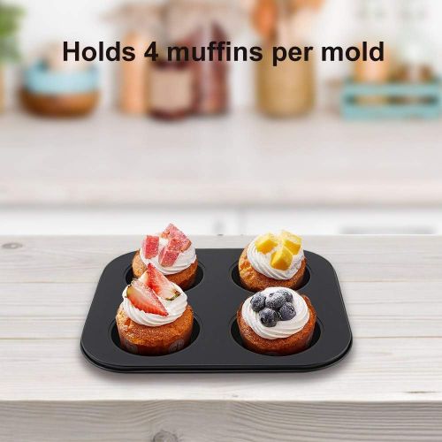  [아마존베스트]EALEK Cupcake Pan Nonstick Baking Tray Carbon Steel Baking Pans Kitchen Bakeware Cupcake Baking Muffin Pan Heat Resistant Cake Baking Trays for Oven Easy to Clean (4 - cup)