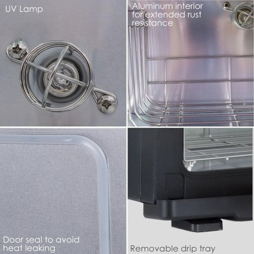  EARTHLITE Hot Towel Warmer Cabinet Mini ? UV Sanitizing, UL Listed, Rust Proof Interior, Aluminum Door, Extra Hot, 1 Year Warranty (8L)