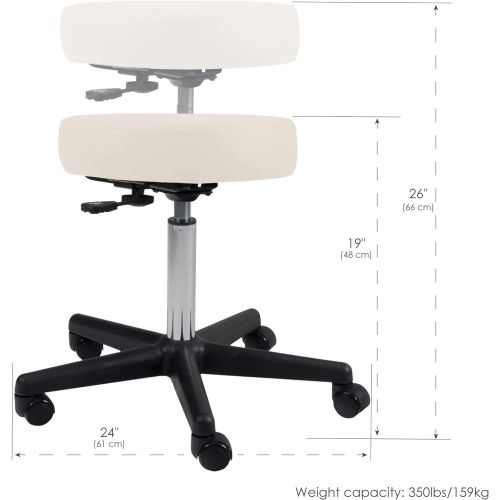  EARTHLITE Pneumatic Massage Salon Drafting Stool - No Leaking (vs. Hydraulic), Adjustable, Rolling, CFC-Free, Medical Spa Facial Chair