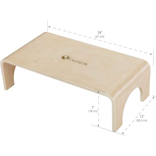  EARTHLITE Wooden Step Stool - 7 High, Large Surface, Strong & Stable Bed Step, Foot Stool, Massage Step-Up