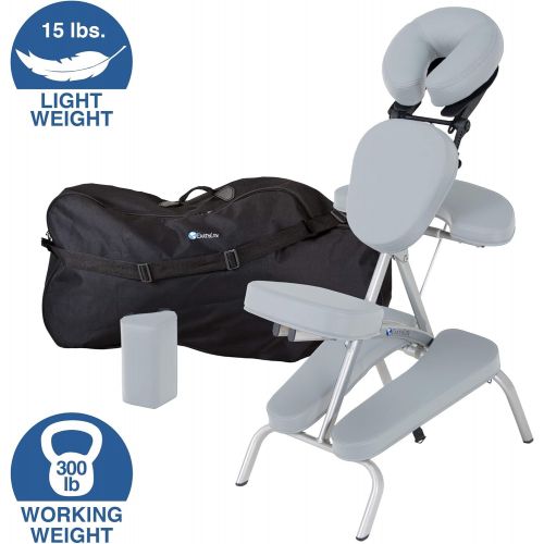  EARTHLITE Vortex Portable Massage Chair Package - Portable, Compact, Strong and Lightweight (15lb) incl. Carry Case, Sternum Pad & Strap