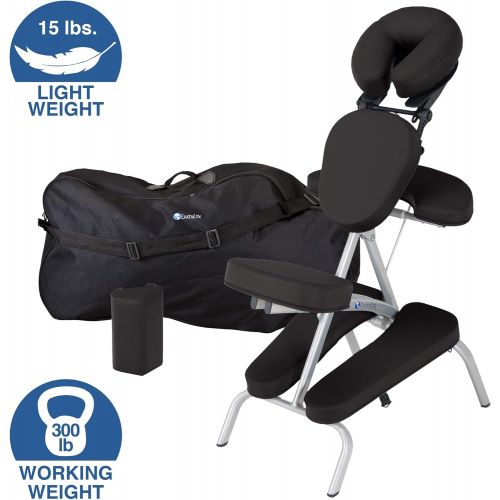  EARTHLITE Vortex Portable Massage Chair Package - Portable, Compact, Strong and Lightweight (15lb) incl. Carry Case, Sternum Pad & Strap