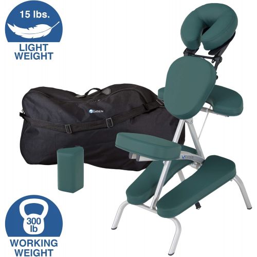  EARTHLITE Vortex Portable Massage Chair Package - Portable, Compact, Strong and Lightweight (15lb) incl. Carry Case, Sternum Pad & Strap