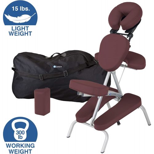  EARTHLITE Vortex Portable Massage Chair Package - Portable, Compact, Strong and Lightweight (15lb) incl. Carry Case, Sternum Pad & Strap