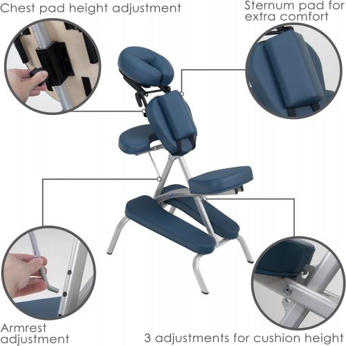  EARTHLITE Vortex Portable Massage Chair Package - Portable, Compact, Strong and Lightweight (15lb) incl. Carry Case, Sternum Pad & Strap