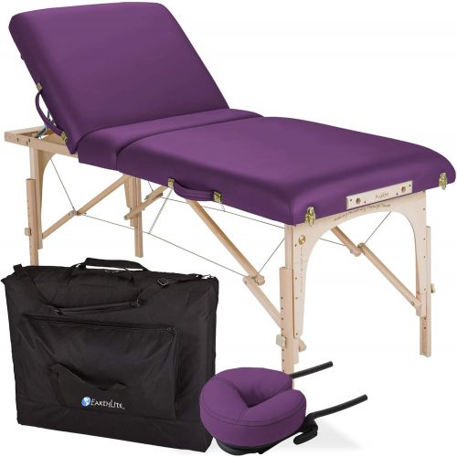  EARTHLITE Portable Massage Table Package AVALON TILT  Reiki Endplate, Premium Flex-Rest Face Cradle & Strata Cushion, Carry Case (30”x73”)