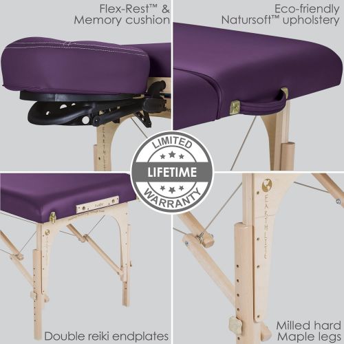  EARTHLITE Portable Massage Table Package AVALON TILT  Reiki Endplate, Premium Flex-Rest Face Cradle & Strata Cushion, Carry Case (30”x73”)