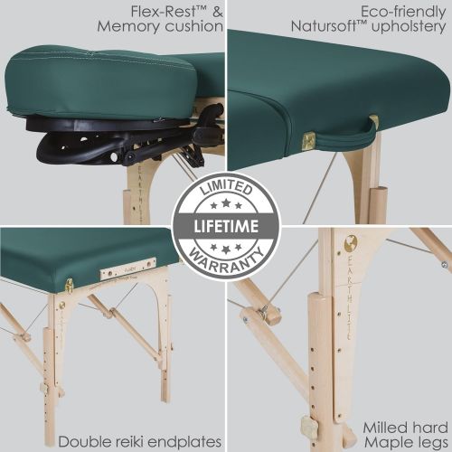  EARTHLITE Portable Massage Table Package AVALON TILT  Reiki Endplate, Premium Flex-Rest Face Cradle & Strata Cushion, Carry Case (30”x73”)