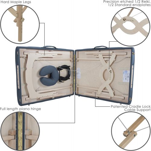  EARTHLITE Portable Massage Table Package AVALON TILT  Reiki Endplate, Premium Flex-Rest Face Cradle & Strata Cushion, Carry Case (30”x73”)