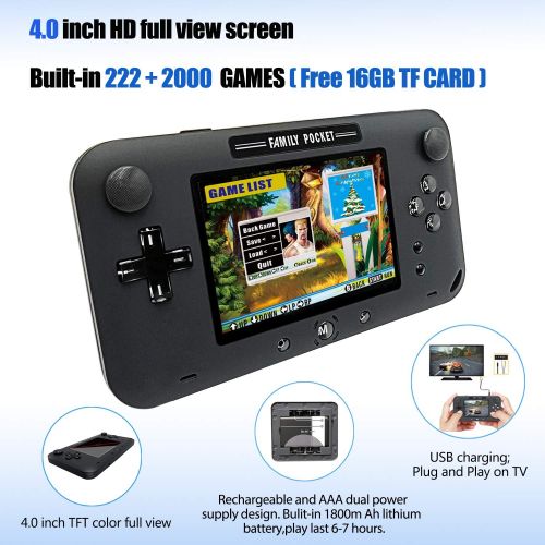  [아마존베스트]EASEGMER Handheld Games for Kids Adult, Built-in 2000+ Retro Handheld Video Games with 16 TF Card - 4 LCD Electronic Learing Games Console with 16 Bit Game Controller for Travel an