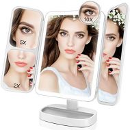 [아마존 핫딜] [아마존핫딜]EASEHOLD Makeup Vanity Mirror with 1000LUX Bright LEDs Soft Natural 1X/2X/5X/10X Magnifying Ultra-Thin Stable Base Portable 180 and 90 Rotation Touch Screen Dual Power Supply Upgra