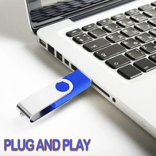  2GB Bulk USB Flash Drives 50 Pack, EASTBULL USB 2.0 Metal Flash Drives Pack Swivel Thumb Drives Pack Gig Stick (Blue)