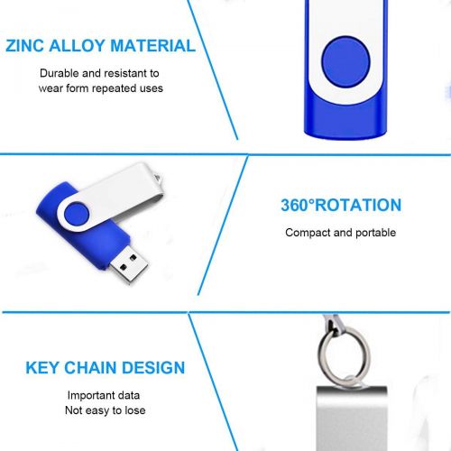  2GB Bulk USB Flash Drives 50 Pack, EASTBULL USB 2.0 Metal Flash Drives Pack Swivel Thumb Drives Pack Gig Stick (Blue)