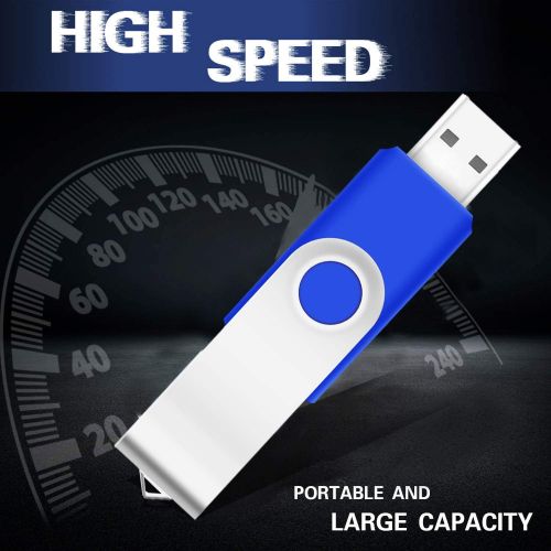  2GB Bulk USB Flash Drives 50 Pack, EASTBULL USB 2.0 Metal Flash Drives Pack Swivel Thumb Drives Pack Gig Stick (Blue)