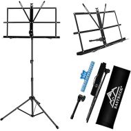 EASTROCK Folding Music Sheet Stand 2 in 1 Dual-Use Portable Foldable Music Stand Desktop Book Stand with Carrying Bag, Lightweight Metal Music Stand Holder Suitable for Instrumental Performance