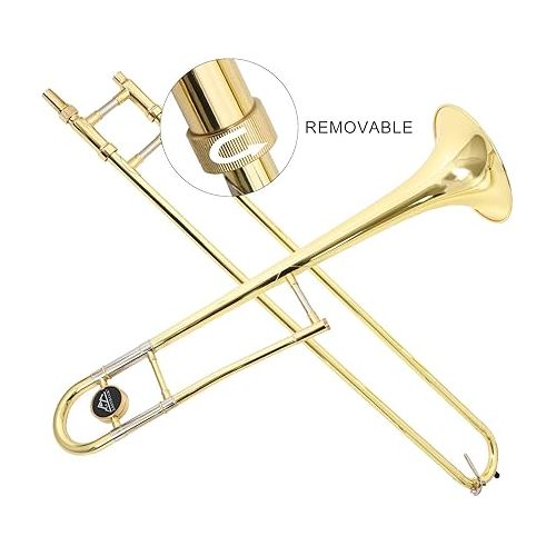  EASTROCK Bb Tenor Slide Trombone Brass Musical Instrument with Hard Case,Mouthpiece,Gloves,Cleaning Cloth for Professional Player Beginners Students, Large Bell(9.25