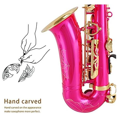  EASTROCK Alto Saxophone E Flat Pink Sax Full Kit for Students Beginner with Carrying Case,Mouthpiece,Mouthpiece Cushion Pads,Cleaning Cloth&Cleaning Rod,White Gloves,Neck Strap