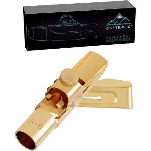  EastRock Alto Saxophone Mouthpiece Gold Plated Metal for Professional Beginner with Mouthpiece Pads #6