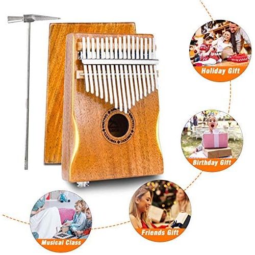  EastRock Kalimba 17 Keys Thumb Piano,Built-in pickup and EVA High Performance Protection Box, Tuning Hammer, Professional models,EQ (Solid Mahogany wood EQ),Gift for Kids Adult Beg