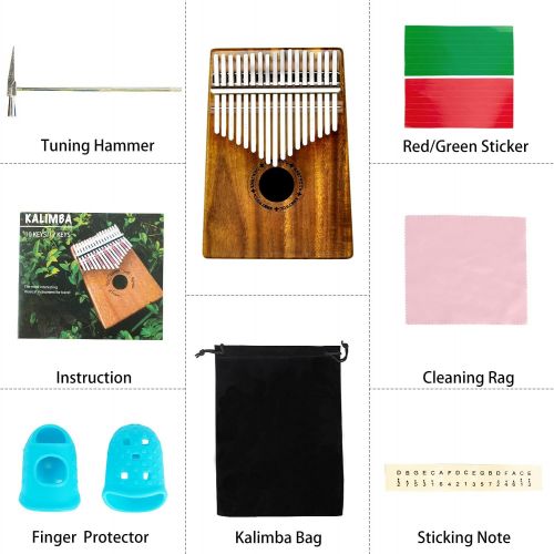  EastRock Kalimba 17 Keys Thumb Piano with Tune Hammer,Portable Musical Instrument Gifts for Kids and Adult Beginners Kalimba(Mbira Acacia/Koa）