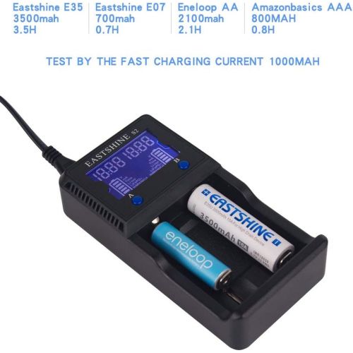  Universal Battery Charger EASTSHINE S2 LCD Display Speedy Smart Charger for Rechargeable Batteries Ni-MH Ni-Cd AA AAA Li-ion LiFePO4 IMR 10440 14500 16340 18650 RCR123 26650 18500