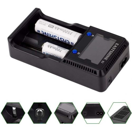  Universal Battery Charger EASTSHINE S2 LCD Display Speedy Smart Charger for Rechargeable Batteries Ni-MH Ni-Cd AA AAA Li-ion LiFePO4 IMR 10440 14500 16340 18650 RCR123 26650 18500