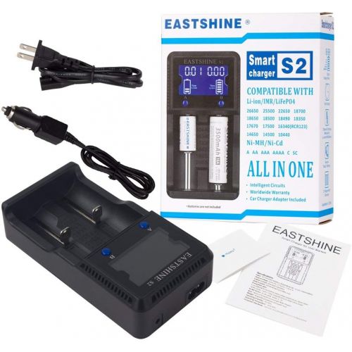  Universal Battery Charger EASTSHINE S2 LCD Display Speedy Smart Charger for Rechargeable Batteries Ni-MH Ni-Cd AA AAA Li-ion LiFePO4 IMR 10440 14500 16340 18650 RCR123 26650 18500