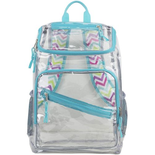  EASTSPORT Eastsport Clear Top Loader Backpack, Minty Blue/Spike Chevron Print