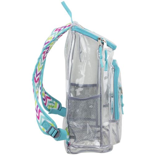  EASTSPORT Eastsport Clear Top Loader Backpack, Minty Blue/Spike Chevron Print