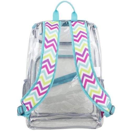  EASTSPORT Eastsport Clear Top Loader Backpack, Minty Blue/Spike Chevron Print