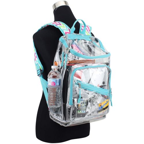  EASTSPORT Eastsport Clear Top Loader Backpack, Minty Blue/Spike Chevron Print