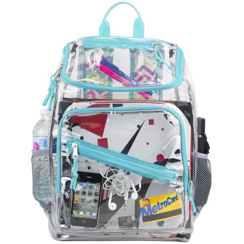  EASTSPORT Eastsport Clear Top Loader Backpack, Minty Blue/Spike Chevron Print