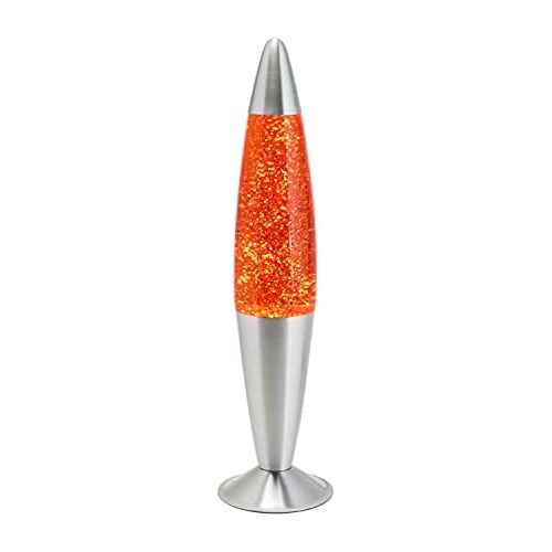  EASYLIGHT Lavalampe 42cm Orange Glitterleuchte E14 25W Kabelschalter Geschenkidee Weihnachten inklusive Leuchtmattel Retro Leuchte