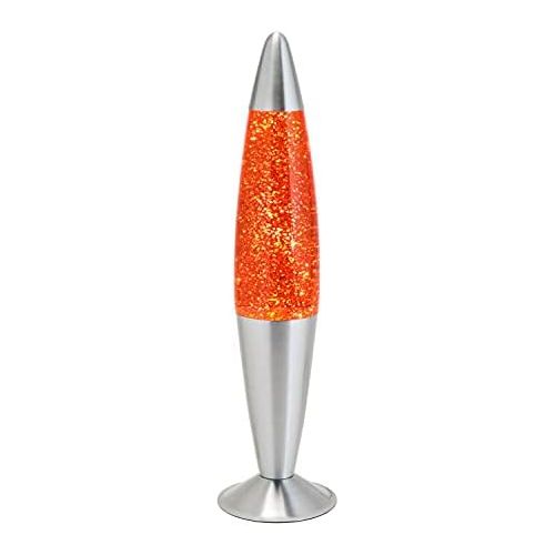  EASYLIGHT Lavalampe 42cm Orange Glitterleuchte E14 25W Kabelschalter Geschenkidee Weihnachten inklusive Leuchtmattel Retro Leuchte