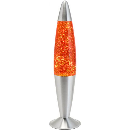  EASYLIGHT Lavalampe 42cm Orange Glitterleuchte E14 25W Kabelschalter Geschenkidee Weihnachten inklusive Leuchtmattel Retro Leuchte