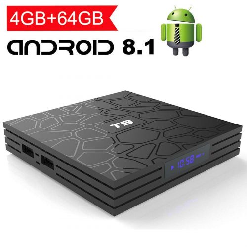  EASYTONE T9 Android TV Box with 4GB RAM 64GB ROM, Android 8.1 Box Quad Core 64 Bits 5G WiFi BT4.1 H.265 3D UHD 4K Smart Internet TV Box