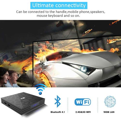  EASYTONE T9 Android TV Box with 4GB RAM 64GB ROM, Android 8.1 Box Quad Core 64 Bits 5G WiFi BT4.1 H.265 3D UHD 4K Smart Internet TV Box