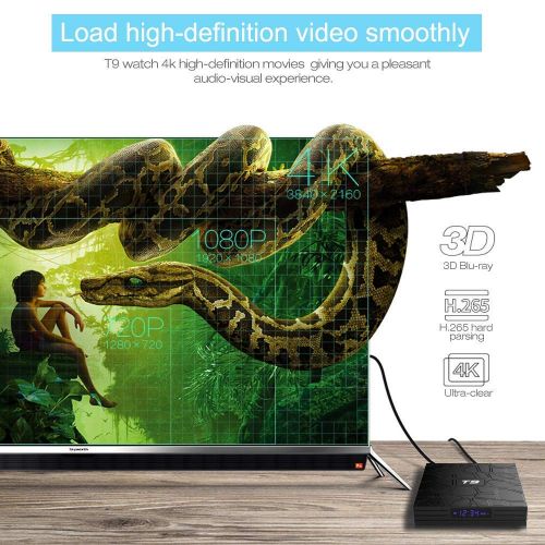  EASYTONE T9 Android TV Box with 4GB RAM 64GB ROM, Android 8.1 Box Quad Core 64 Bits 5G WiFi BT4.1 H.265 3D UHD 4K Smart Internet TV Box