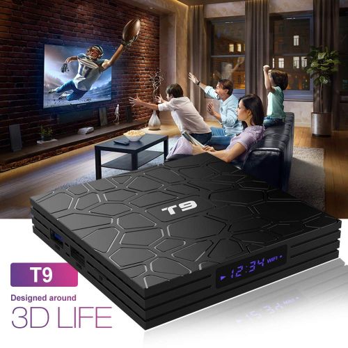  EASYTONE T9 Android TV Box with 4GB RAM 64GB ROM, Android 8.1 Box Quad Core 64 Bits 5G WiFi BT4.1 H.265 3D UHD 4K Smart Internet TV Box