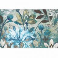 EAZL Modern Sketched Flowers, Buds & Blooms Garden Painting Blue Canvas Art by Pied Piper Creative