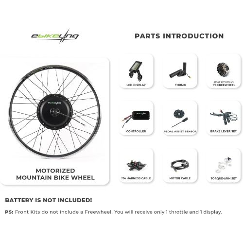  EBIKELING Waterproof Ebike Conversion Kit for Electric Bike 700C Front or Rear Wheel Electric Bicycle Hub Motor Kit