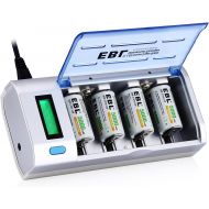[아마존 핫딜] EBL 906 Smart Charger for AA AAA C D 9V Rechargeable Batteries with 4 Pieces 5000mAh C Rechargeable Batteries