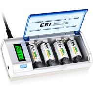 [아마존베스트]EBL 906 Smart Charger for AA AAA C D 9V Rechargeable Batteries with 4 Pieces 5000mAh C Rechargeable Batteries