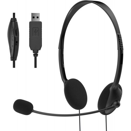  [아마존베스트]EBODA USB Headset Computer Headset with Microphone, Lightweight PC Headset Wired Headphones Business Headset for Skype Webinar Cell Phone Call Center